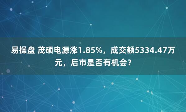 易操盘 茂硕电源涨1.85%，成交额5334.47万元，后市是否有机会？